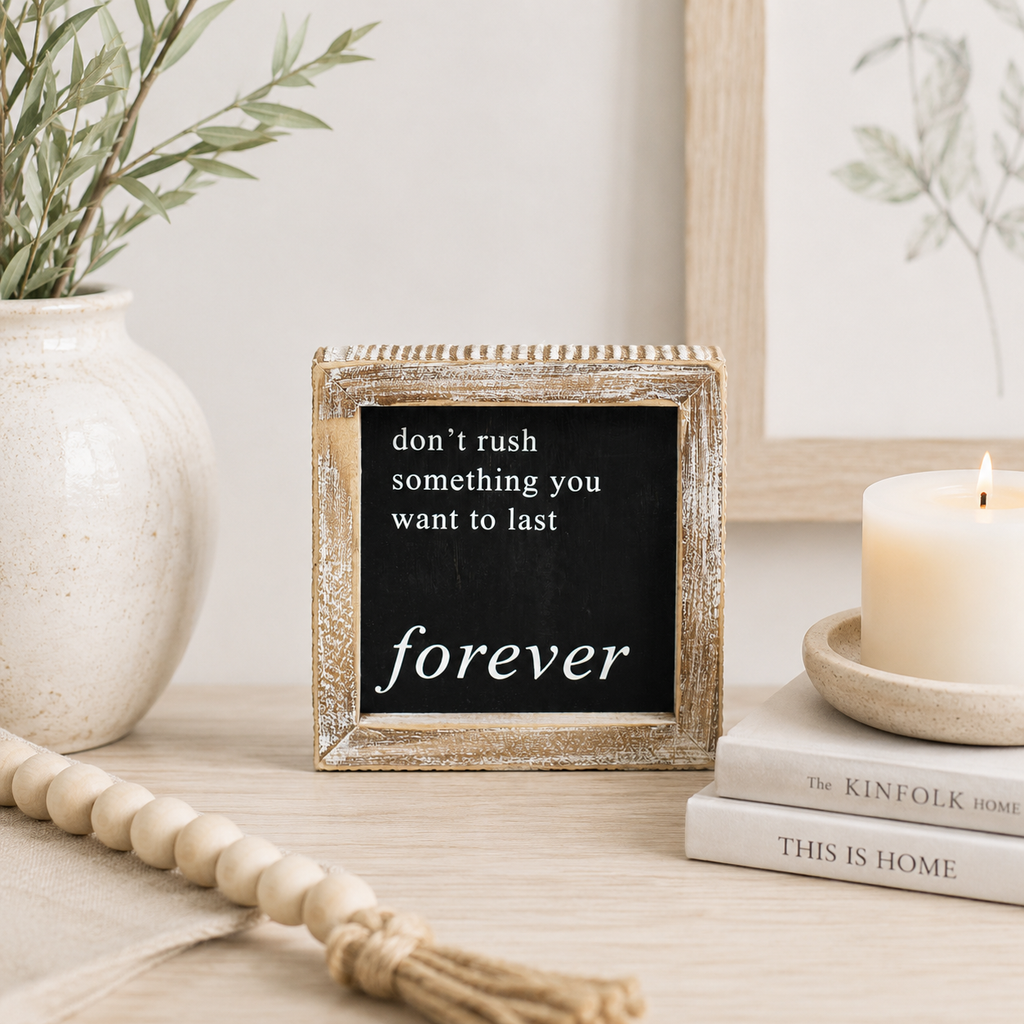 5" Reversible Wood Framed Sign - Hope and Patience | White and Black
