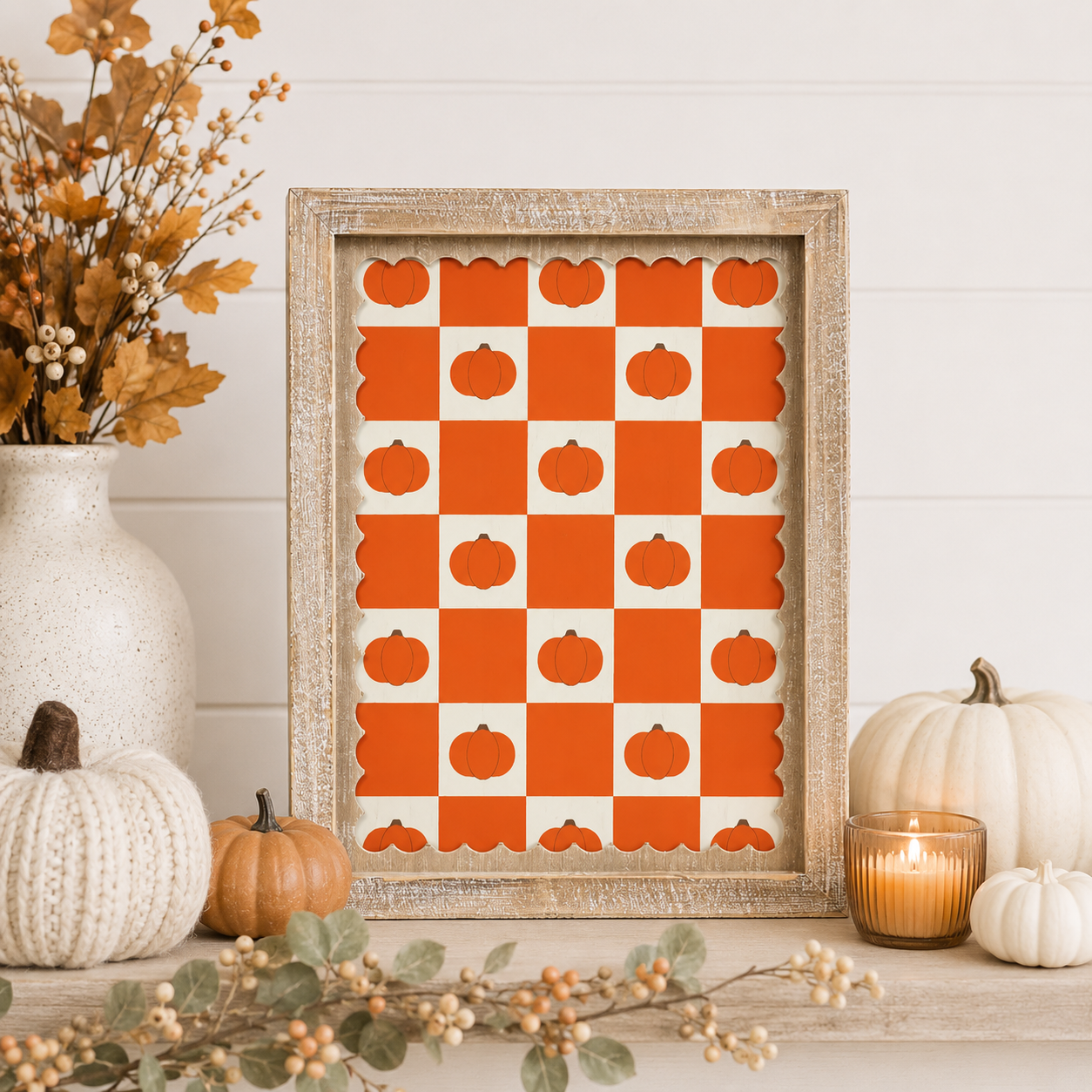 10" x 13" Reversible Wood Frame Sign - Moon and Pumpkin | Multicolor