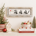 24" x 9" Reversible Wood Framed Sign - Ho Ho Ho and Follow Your Dreams | White and Grey