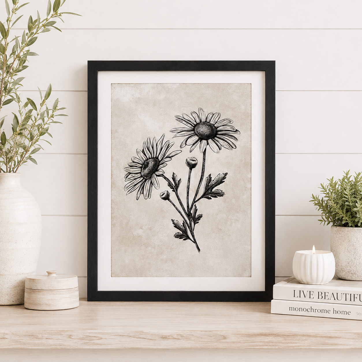 17" x 13" Reversible Wood Frame Sign - Flower and Abstract | Multicolor
