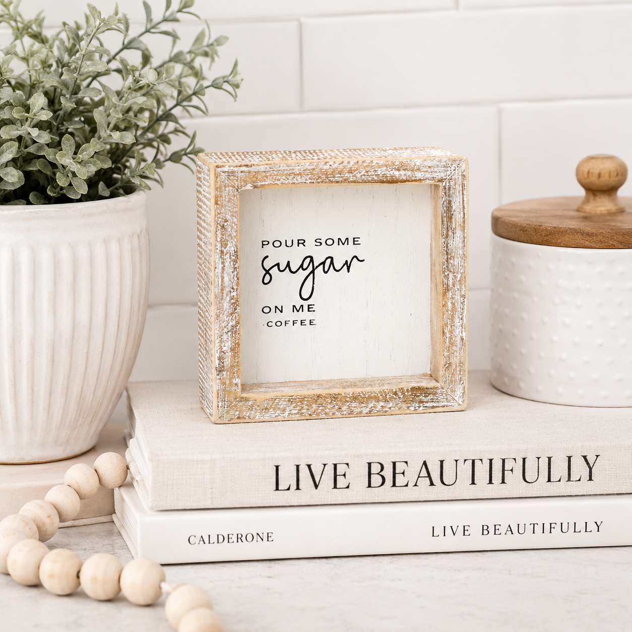 5" Wood Frame Sign - Pour Some Sugar on Me | White and Black