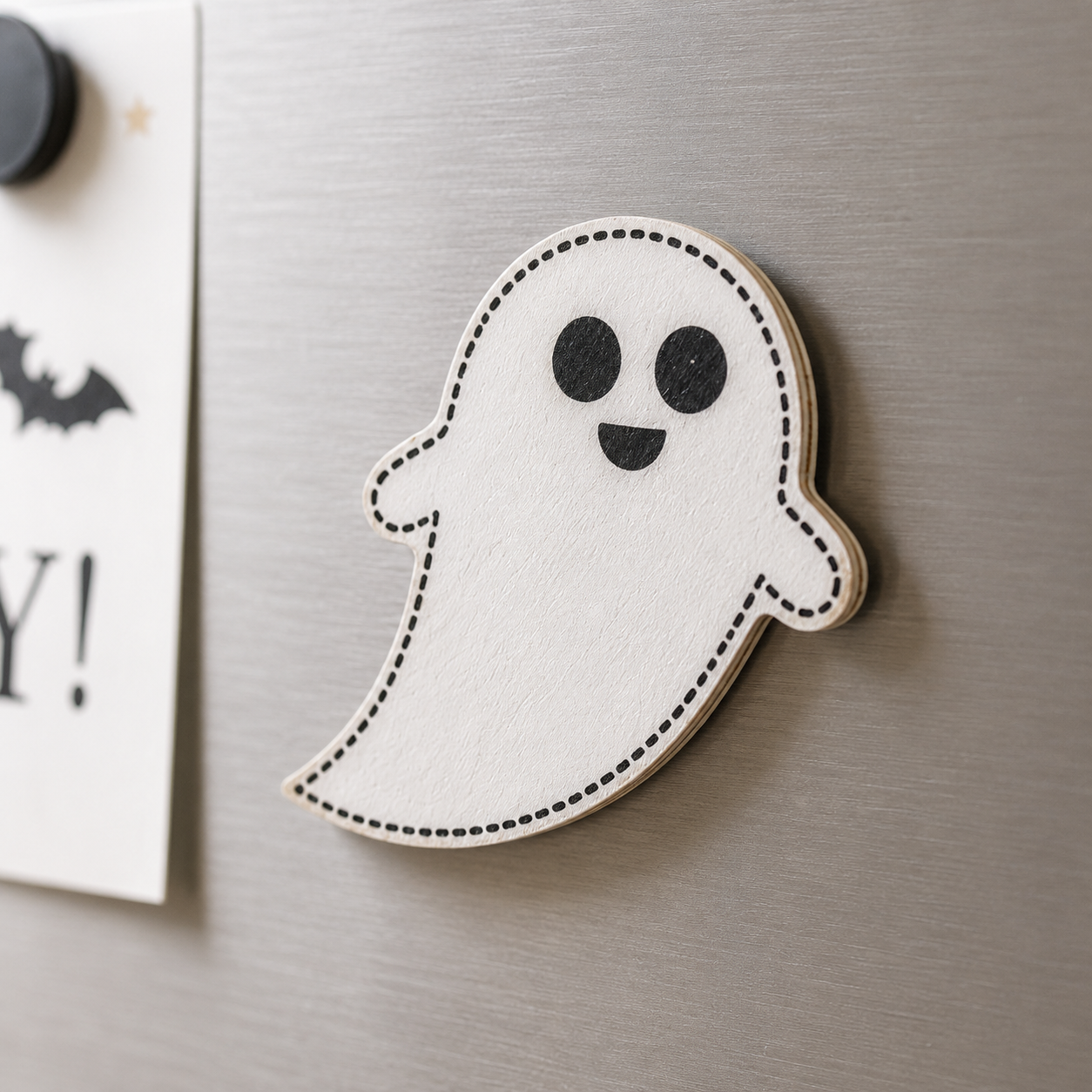 3" Wood Magnet Set of 3 - Ghosts | White and Black