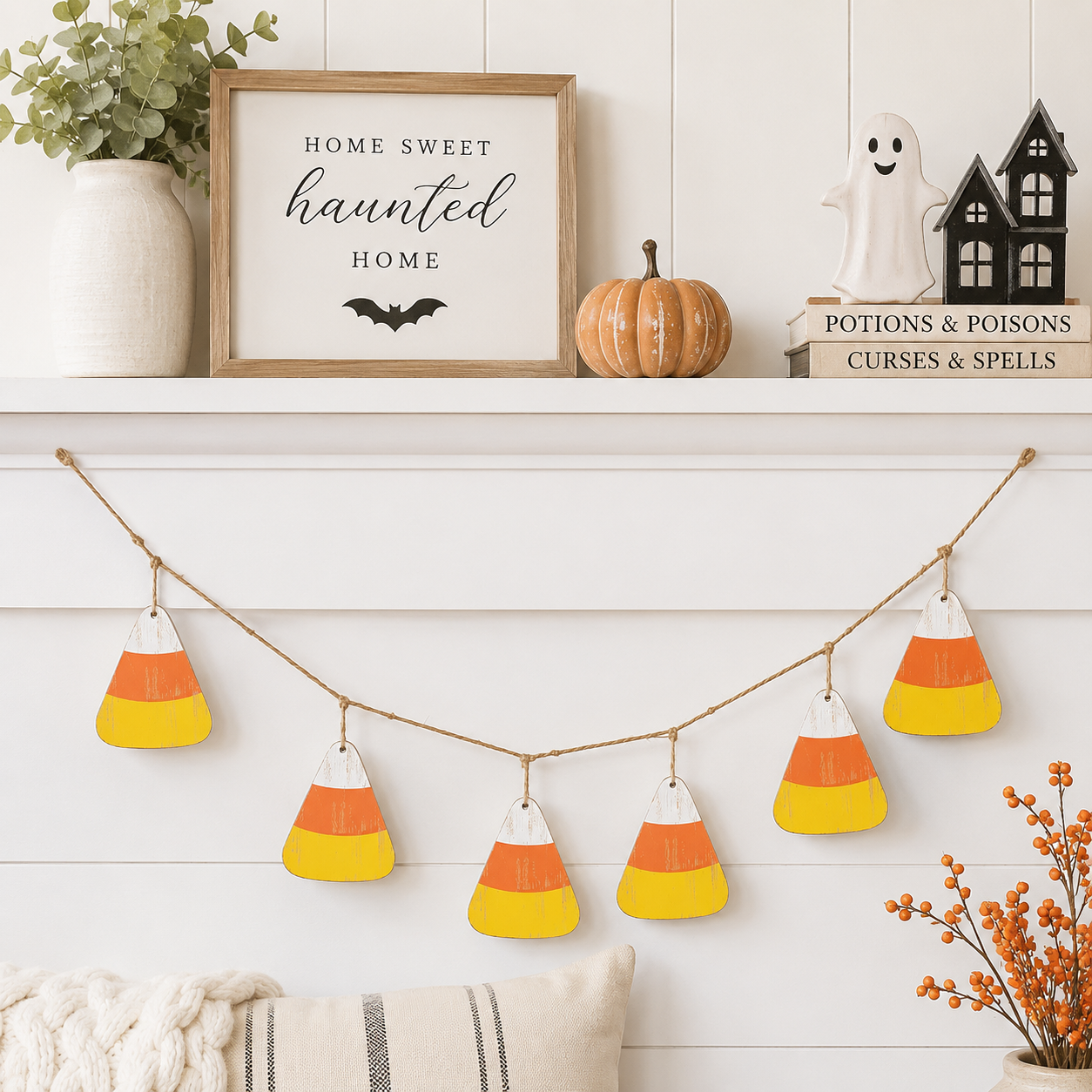 46" Wood Swag - Candy Corn | Yellow, Orange and White
