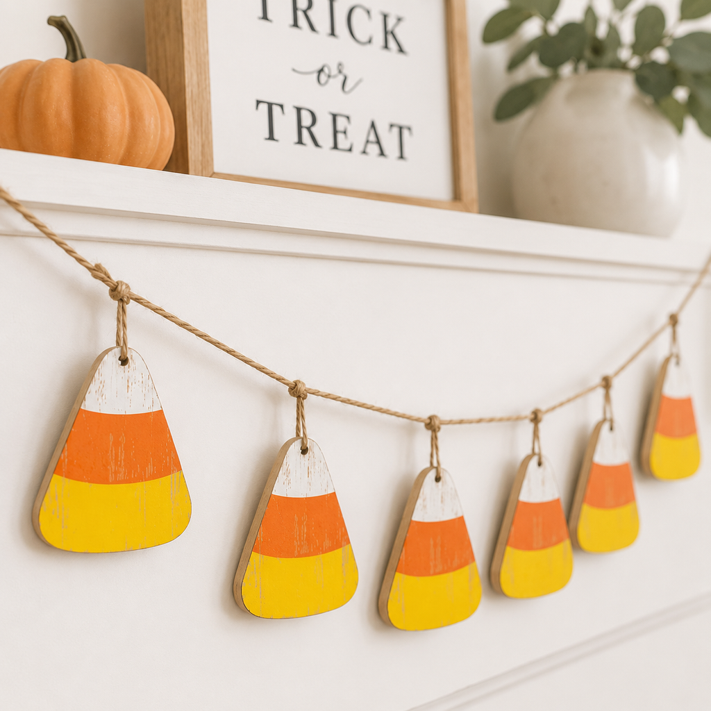 46" Wood Swag - Candy Corn | Yellow, Orange and White