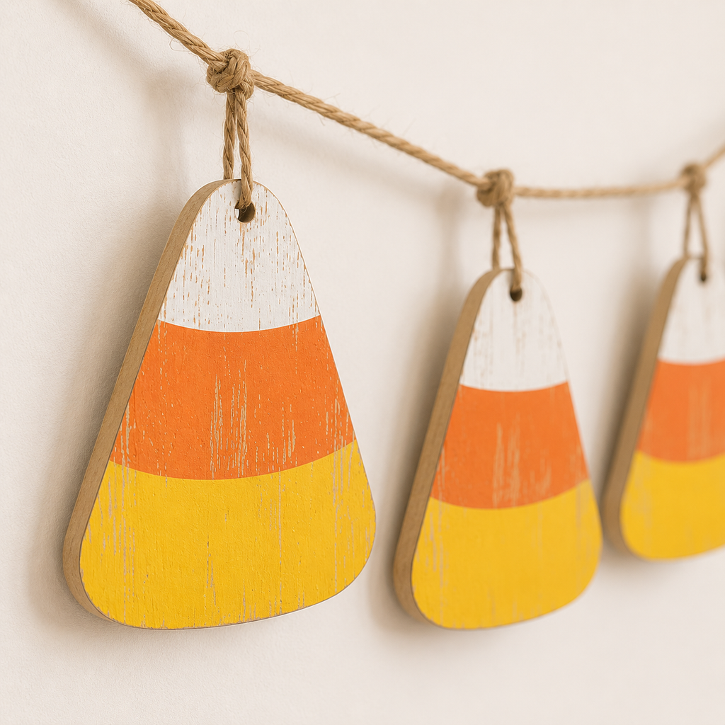 46" Wood Swag - Candy Corn | Yellow, Orange and White