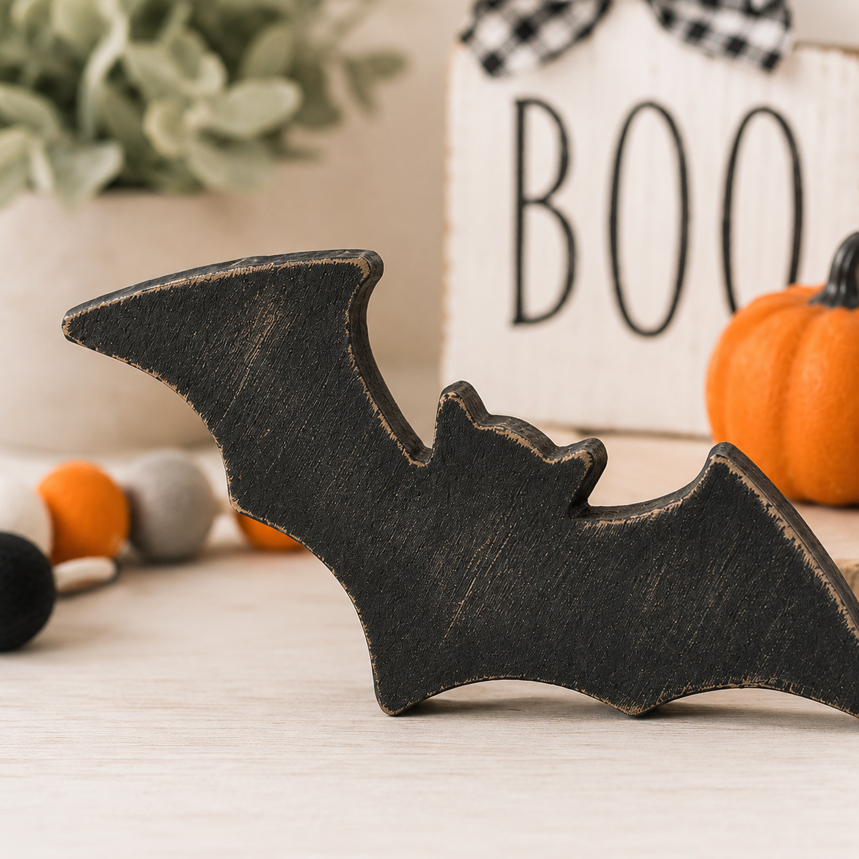 7" Wood Cutout - Bat | Black