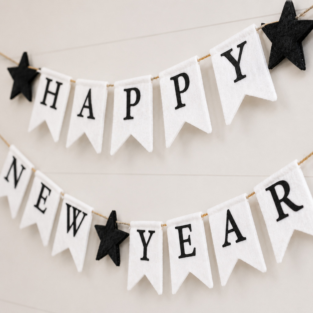 38" Garland Set - Happy New Year | Black and White (Set of 2)