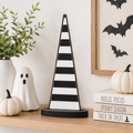 12" Wood Witch Hat - Stripes | Black and White