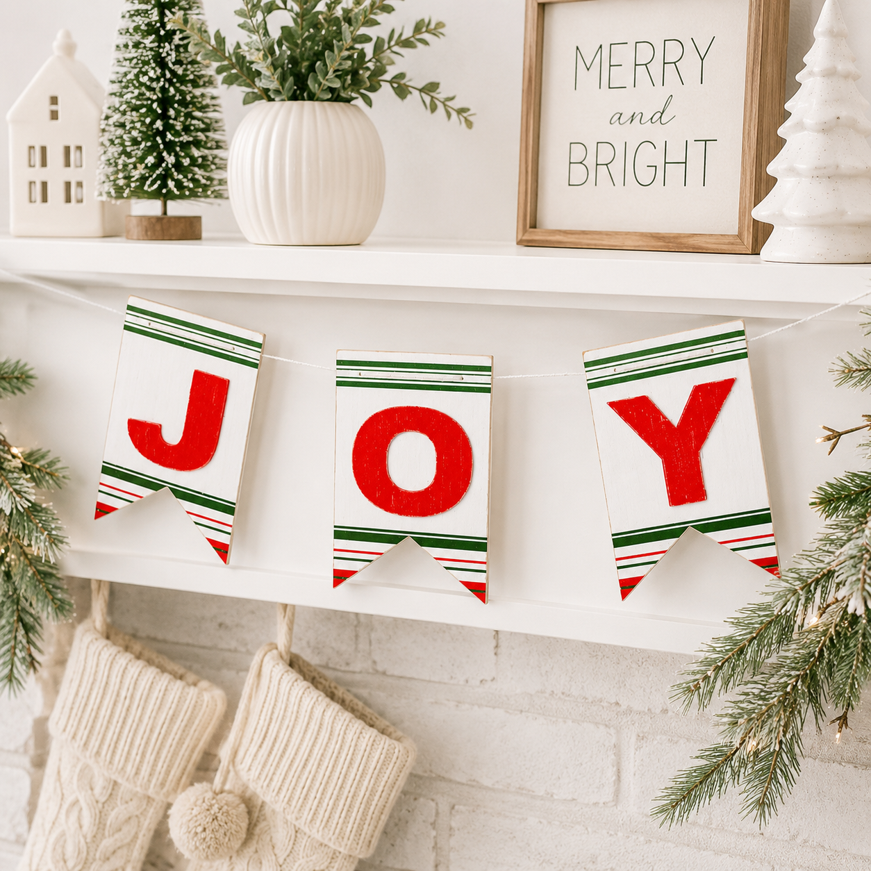 33" Reversible Wood Swag - Joy | Multicolor