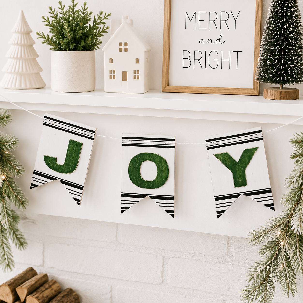 33" Reversible Wood Swag - Joy | Multicolor
