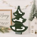 11" Chunky Wood Tree | Green and White