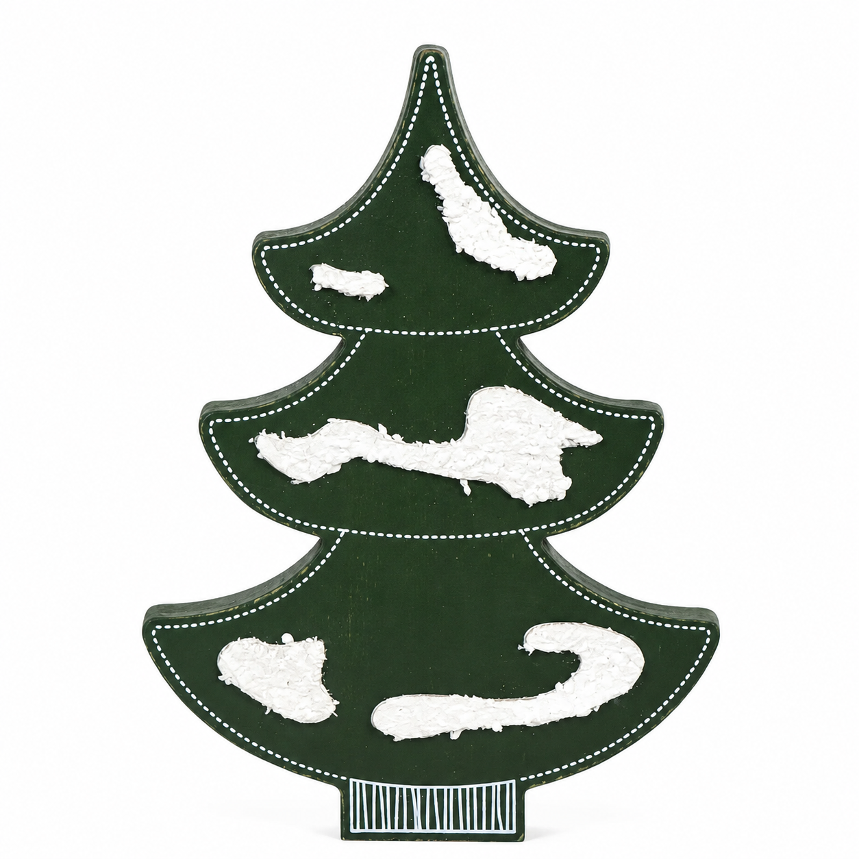11" Chunky Wood Tree | Green and White
