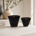Set of 2 Iron Nested Curve Votives - Black | 6x5x6 and 5x4x5