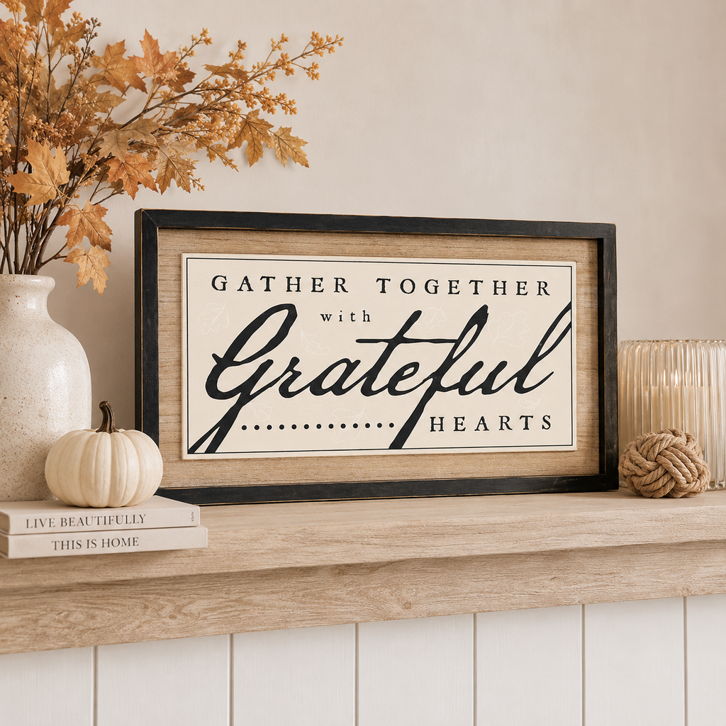 25" x 14" Reversible Wood Frame Sign - Really Into Halloween and Gather Together | Multicolor
