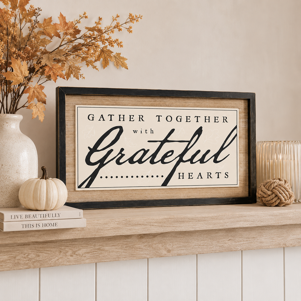 25" x 14" Reversible Wood Frame Sign - Really Into Halloween and Gather Together | Multicolor