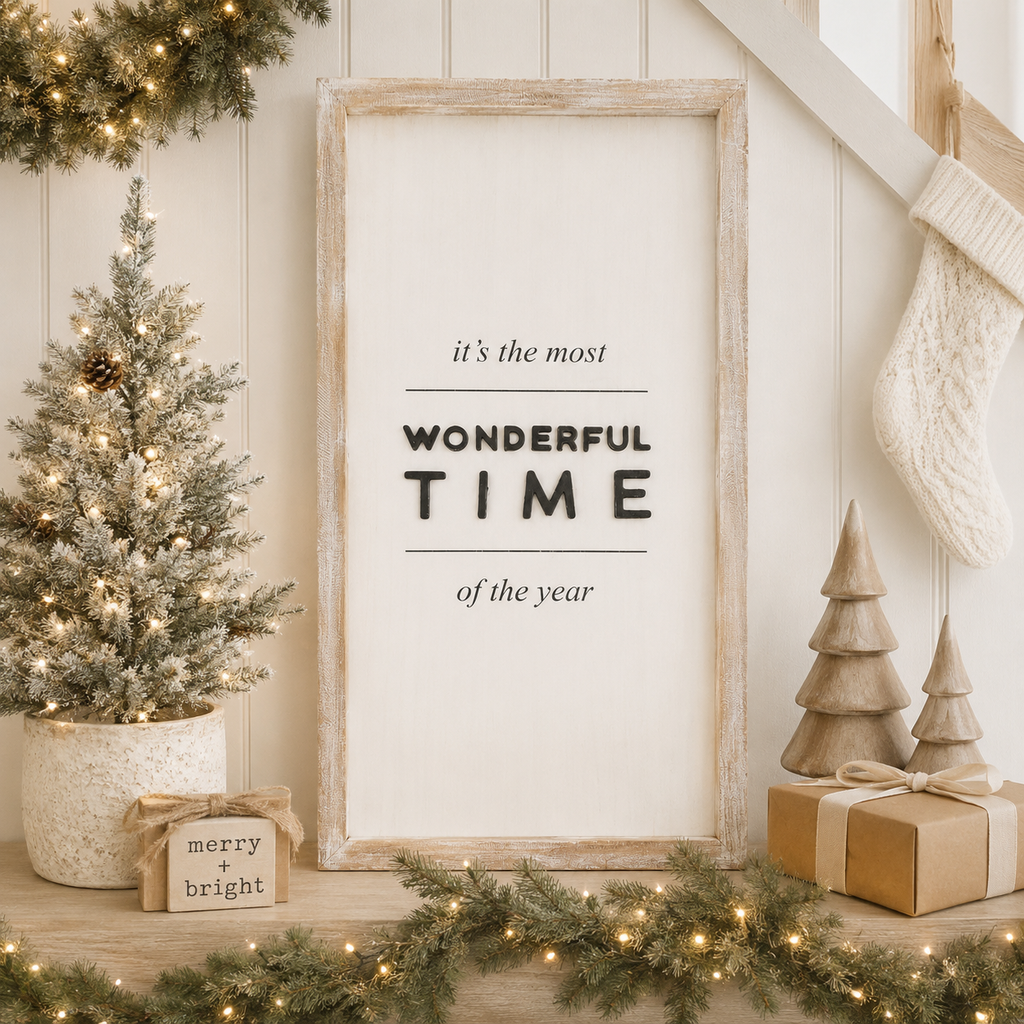 20" x 37" Reversible Wood Framed Sign - Snowman | White and Black