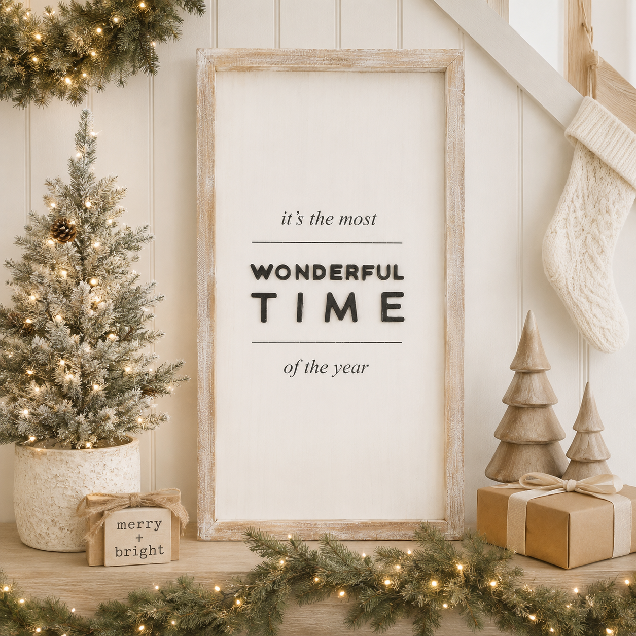 20" x 37" Reversible Wood Framed Sign - Snowman | White and Black