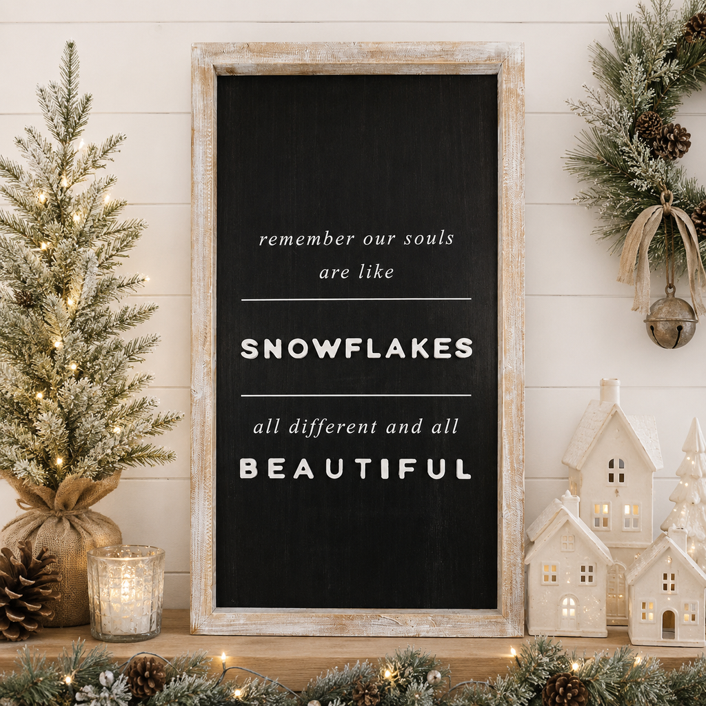 20" x 37" Reversible Wood Framed Sign - Snowman | White and Black