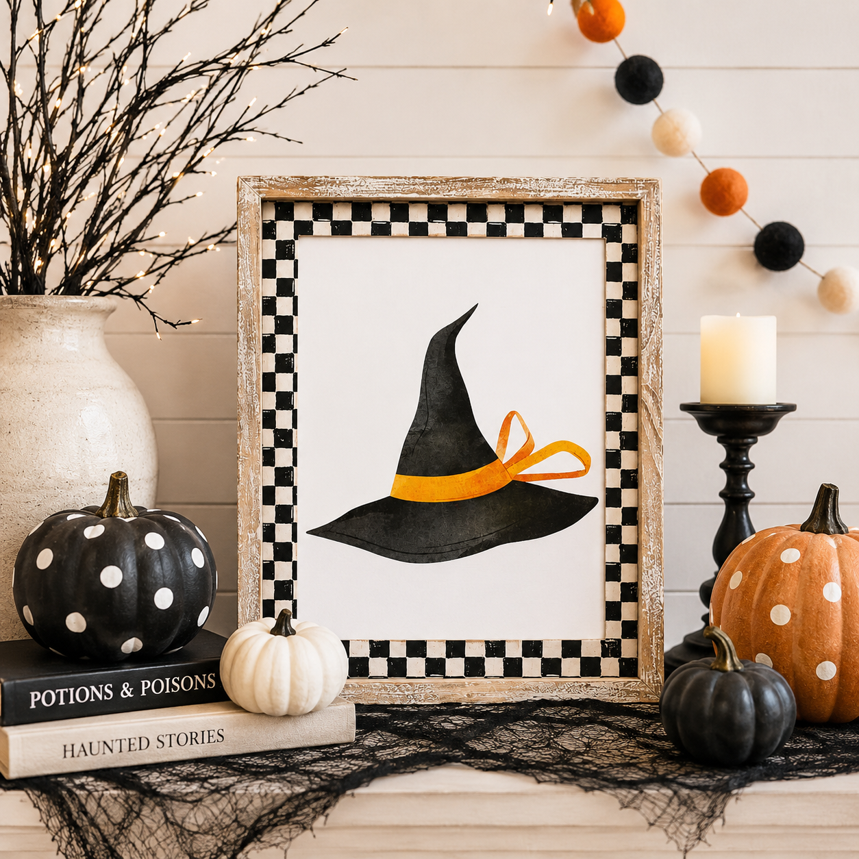 10" x 13" Reversible Wood Frame Sign - Hat and Leaf | Multicolor