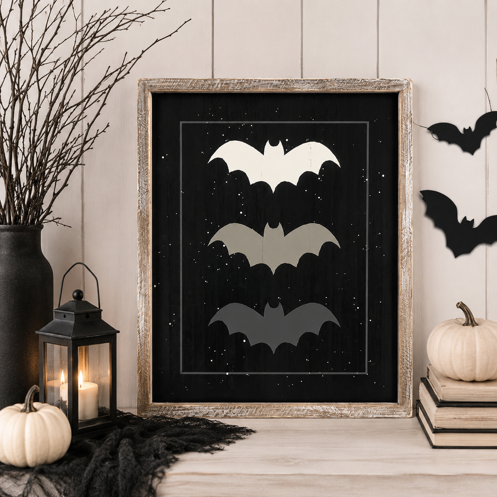 16" x 20" Reversible Wood Frame Sign - Bat and Pumpkin | Multicolor