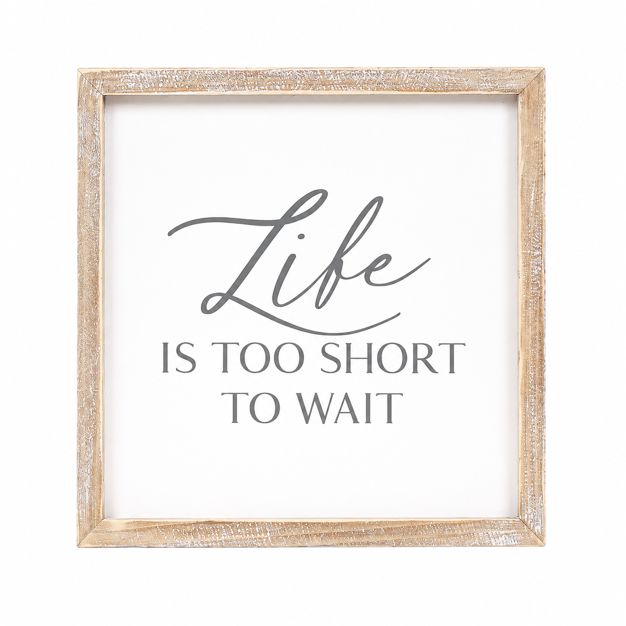 10" Reversible Wood Framed Sign - Life and Adventure | White and Grey