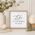 10" Reversible Wood Framed Sign - Life and Adventure | White and Grey
