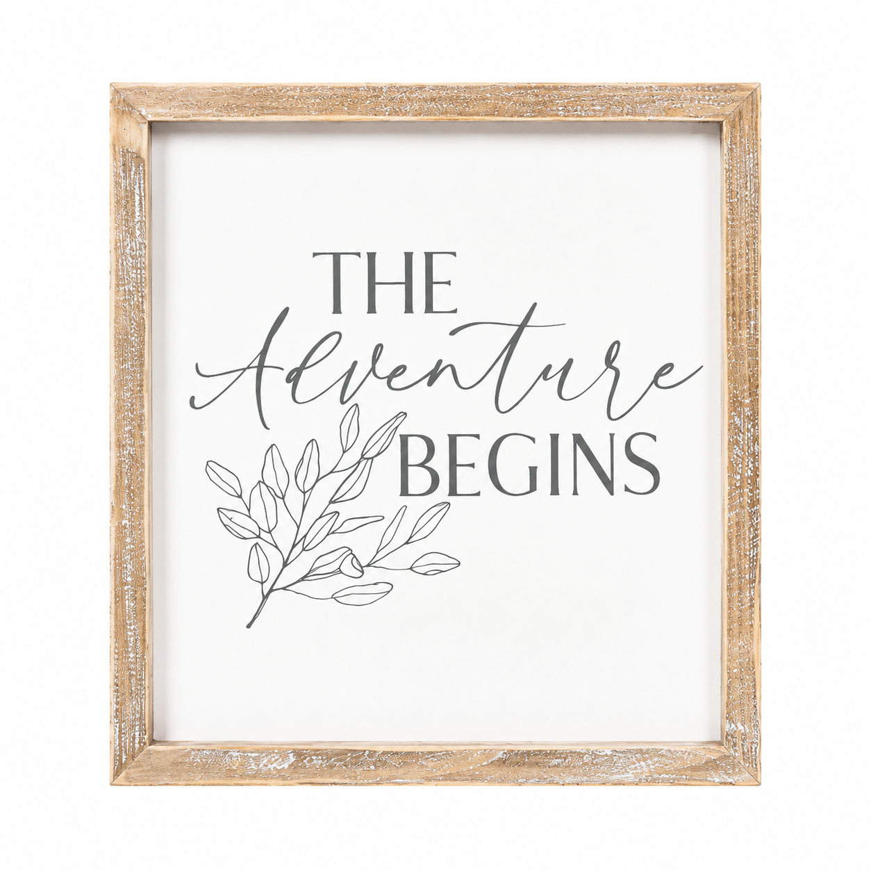 10" Reversible Wood Framed Sign - Life and Adventure | White and Grey