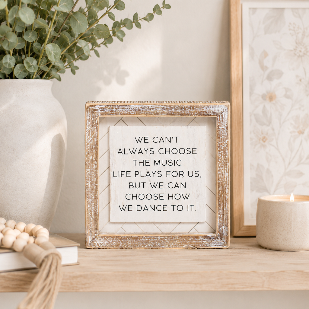 6" Reversible Wood Frame Sign - Choose and Laugh | White and Black
