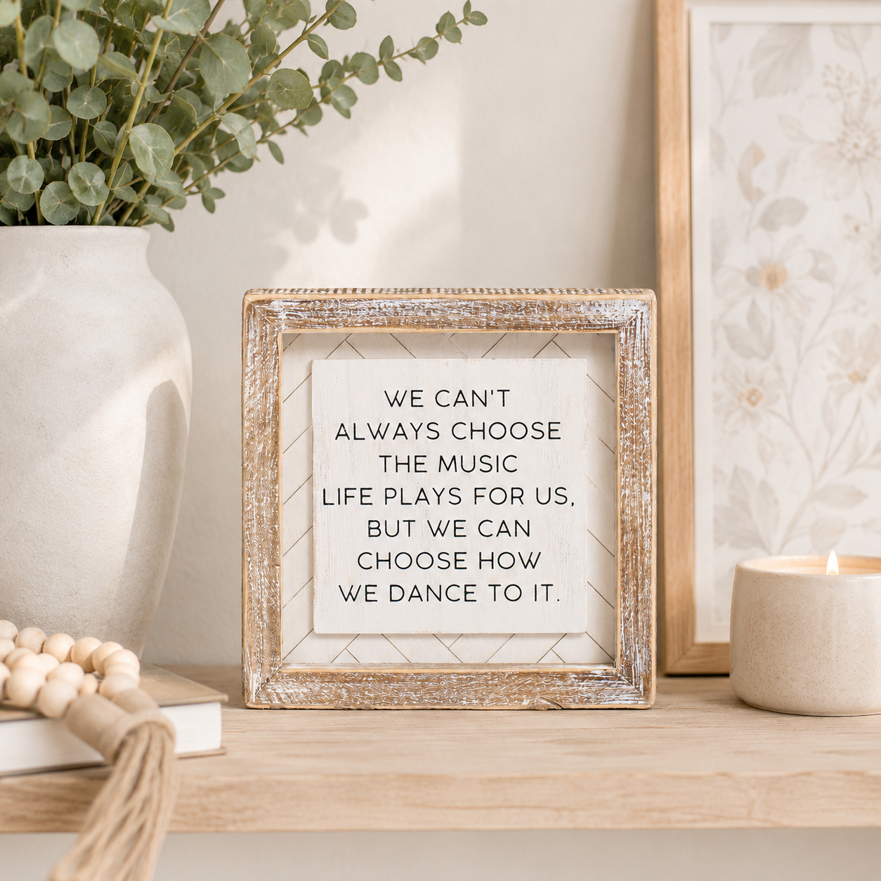 6" Reversible Wood Frame Sign - Choose and Laugh | White and Black