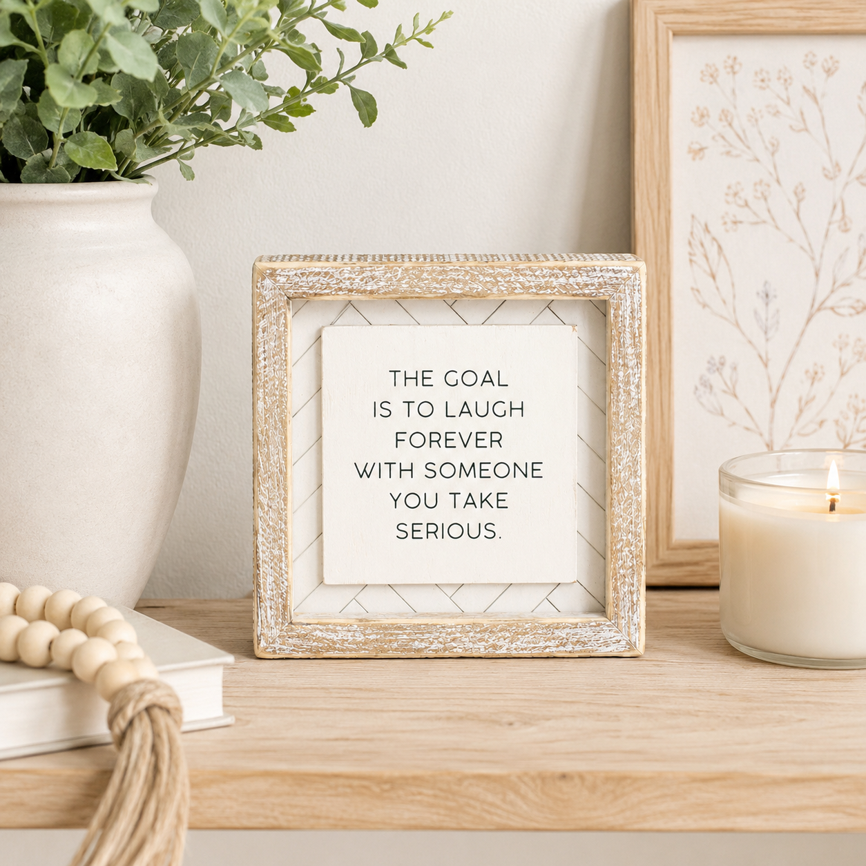 6" Reversible Wood Frame Sign - Choose and Laugh | White and Black