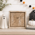10" Reversible Wood Frame Sign - Web and Leaves | Multicolor