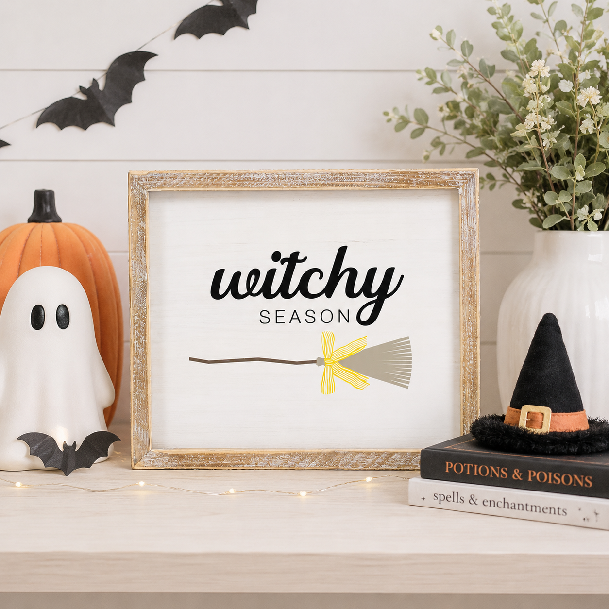 10" x 8" Reversible Wood Framed Sign - Witchy Season and Pumpkin Season | Multicolor