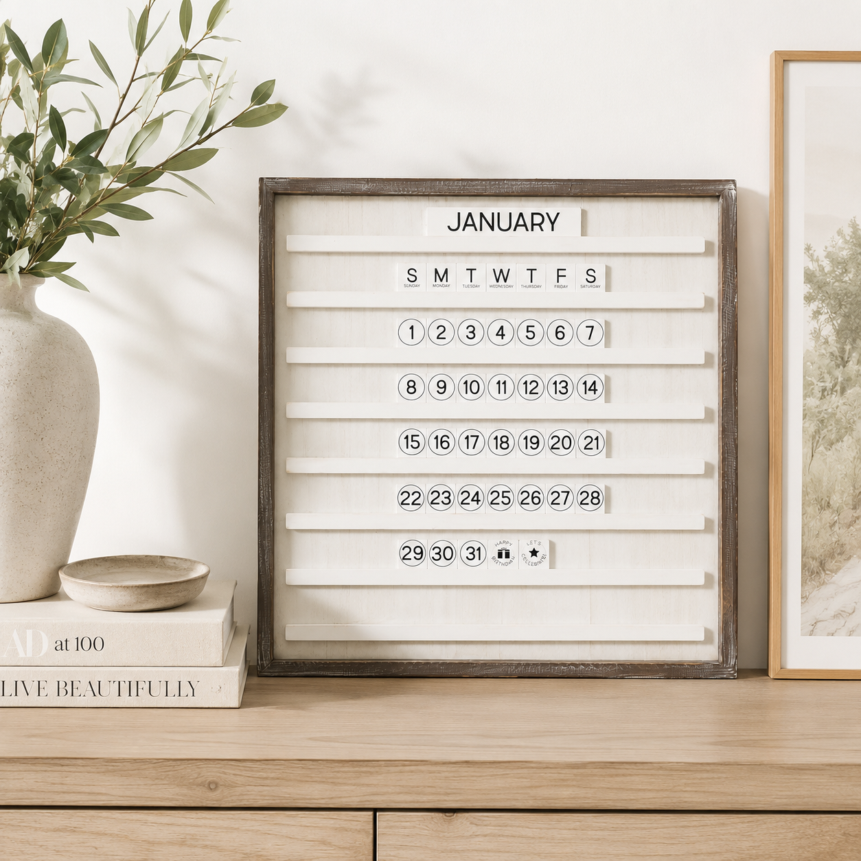 Letterboard Tile Set - Calendar | White and Black (Set of 46)