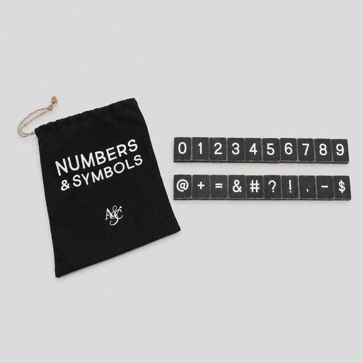 Letterboard Numbers and Symbols Tile Set - Black and White (Set of 30)