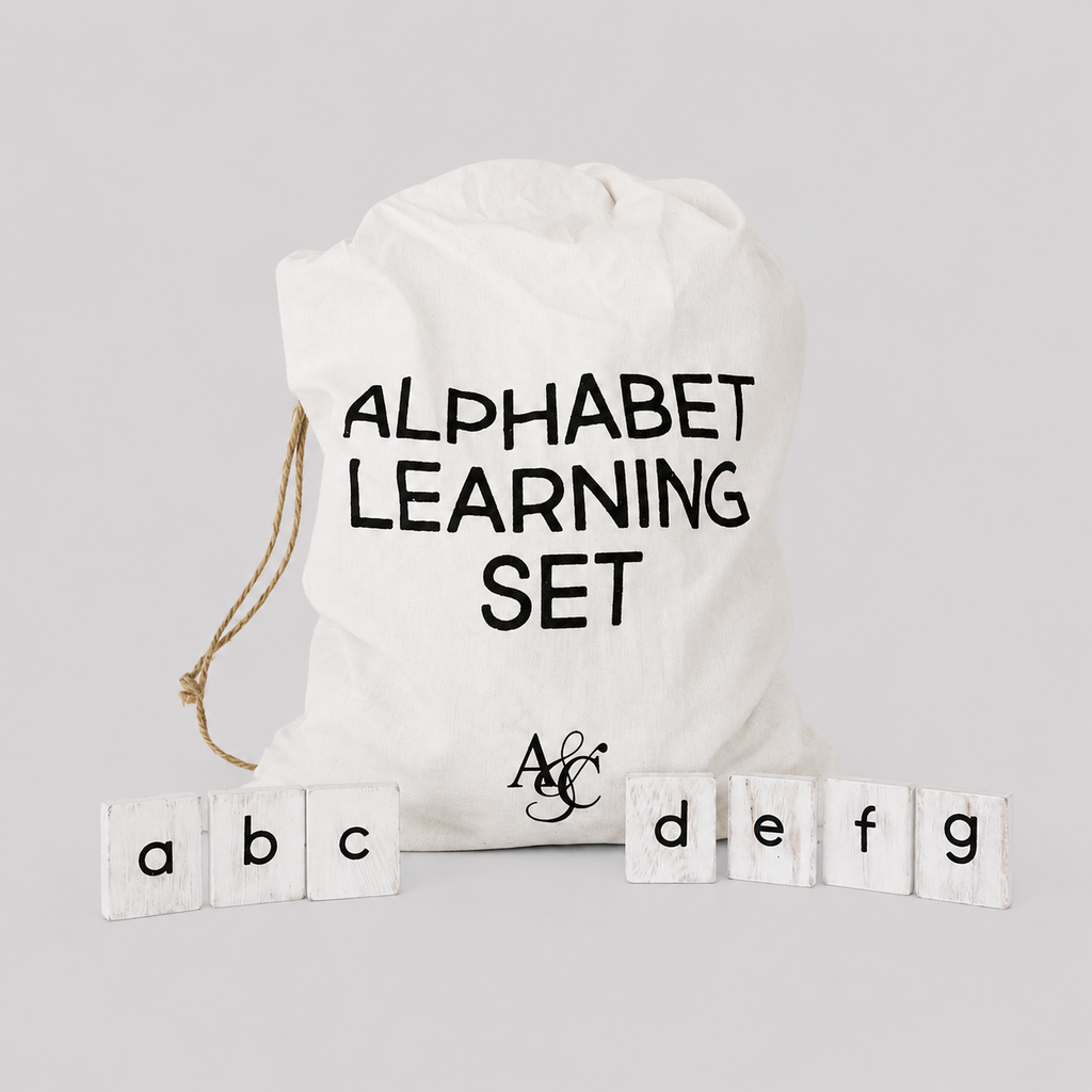 Letterboard Alphabet Learning Set - Black & White (130 Pieces) | Double-Sided