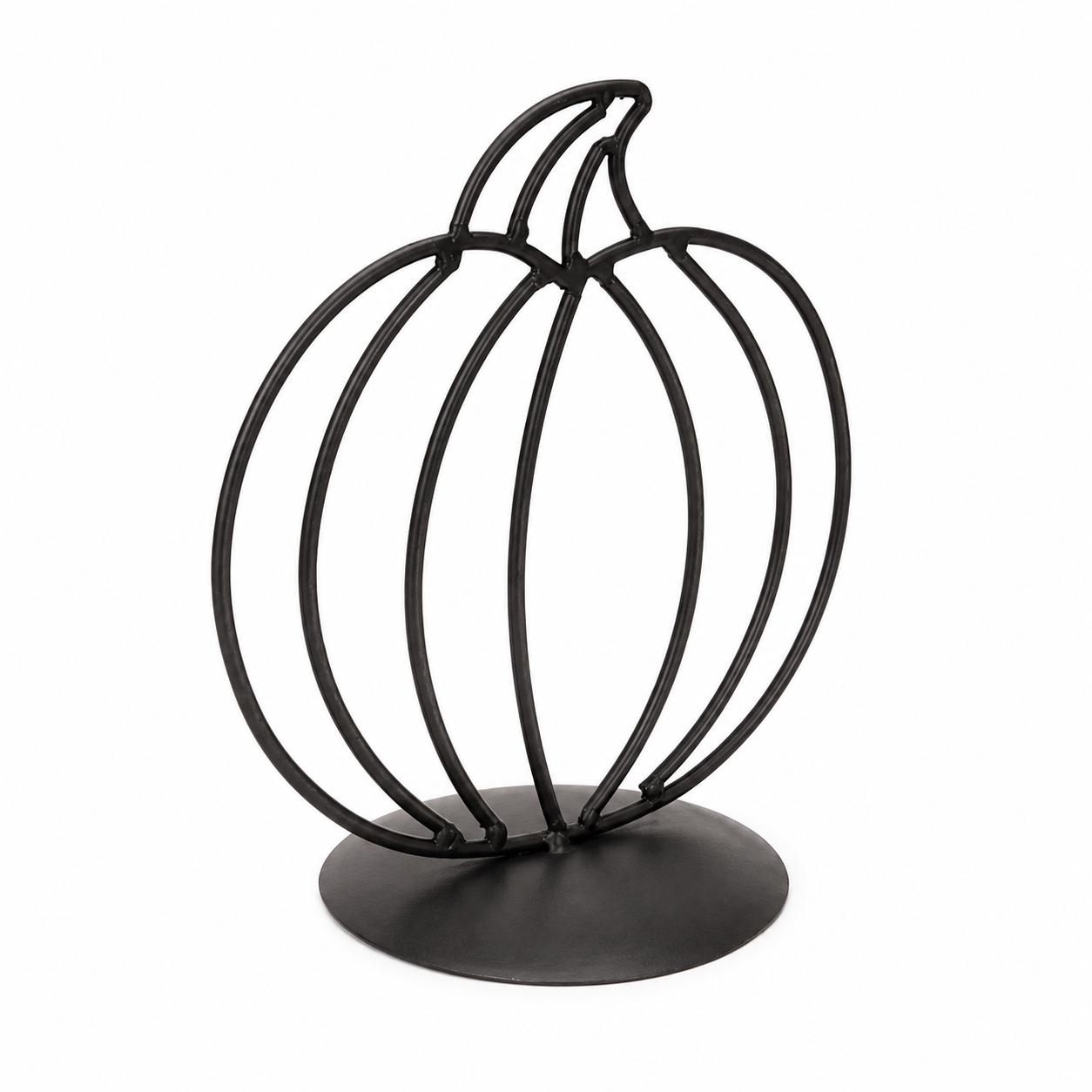 8" Metal Pumpkin on Stand - Black