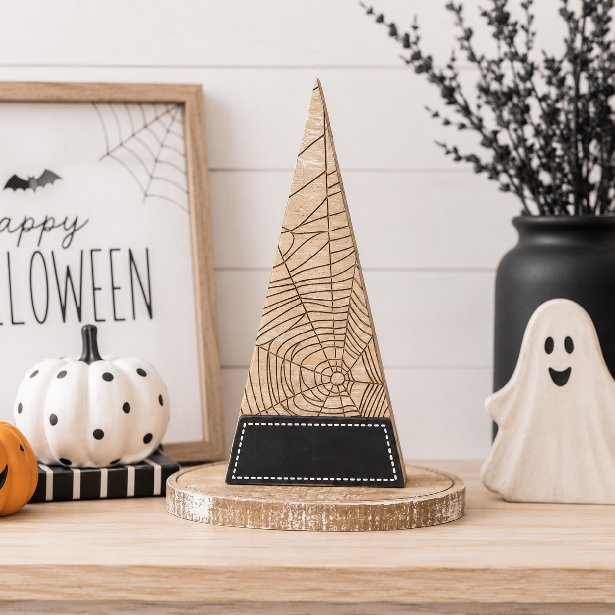 10" Wood Witch Hat - Web Design | Black and Natural