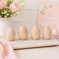 Wood Egg Shapes - Natural and White (Set of 4)