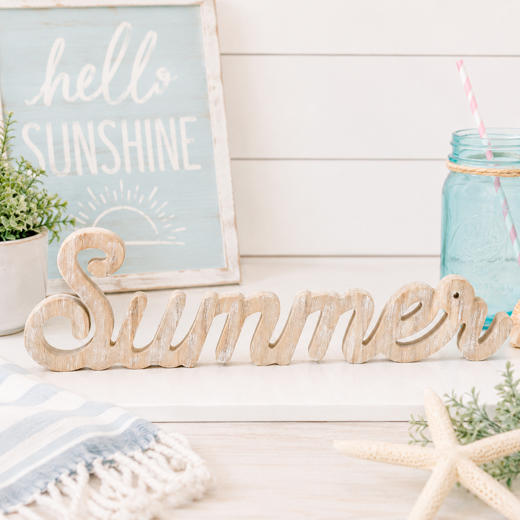 15" Wood Cutout - Summer | Natural