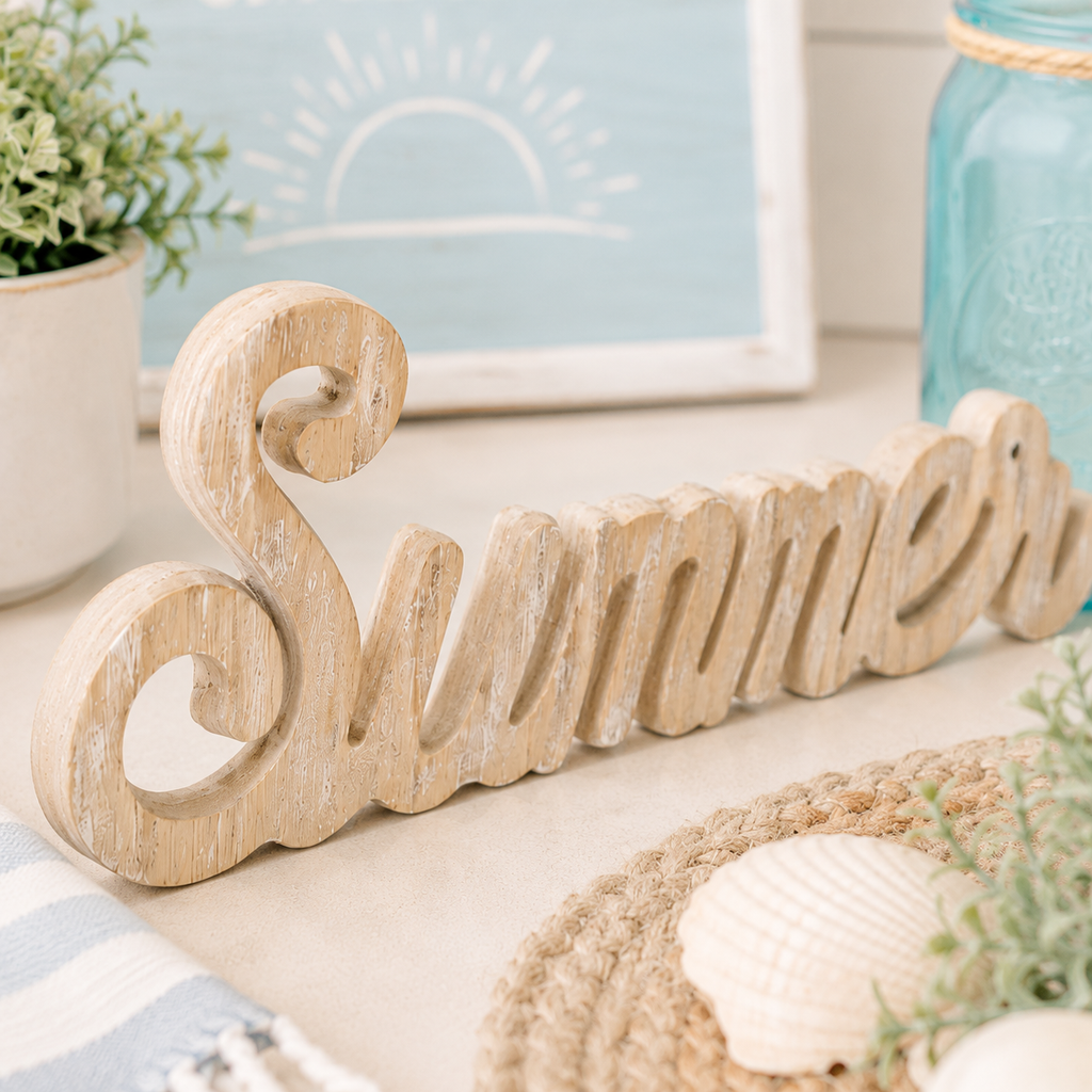 15" Wood Cutout - Summer | Natural