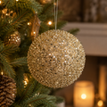 6" Jewel Ball Ornament - Champagne