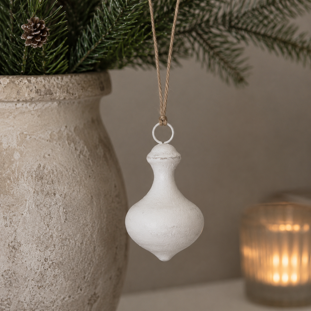 5" Wood Cutout Ornament - Mushroom | White
