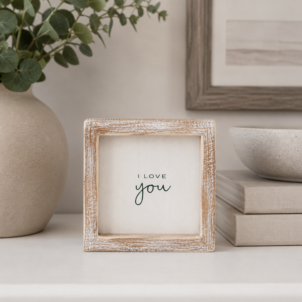 5" Wood Frame Sign - I Love You