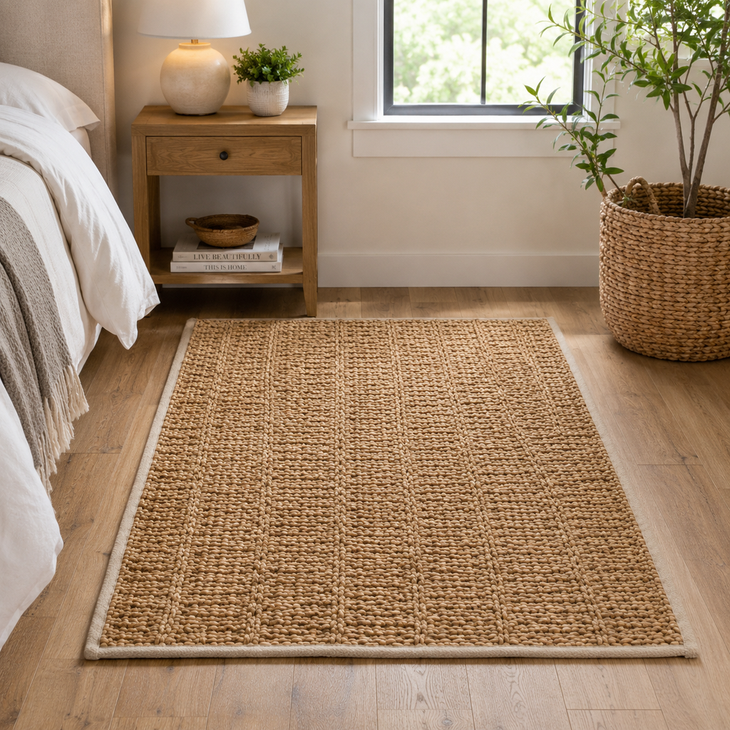 24" x 35" Jute Chindi Hemmed Rug - Natural White