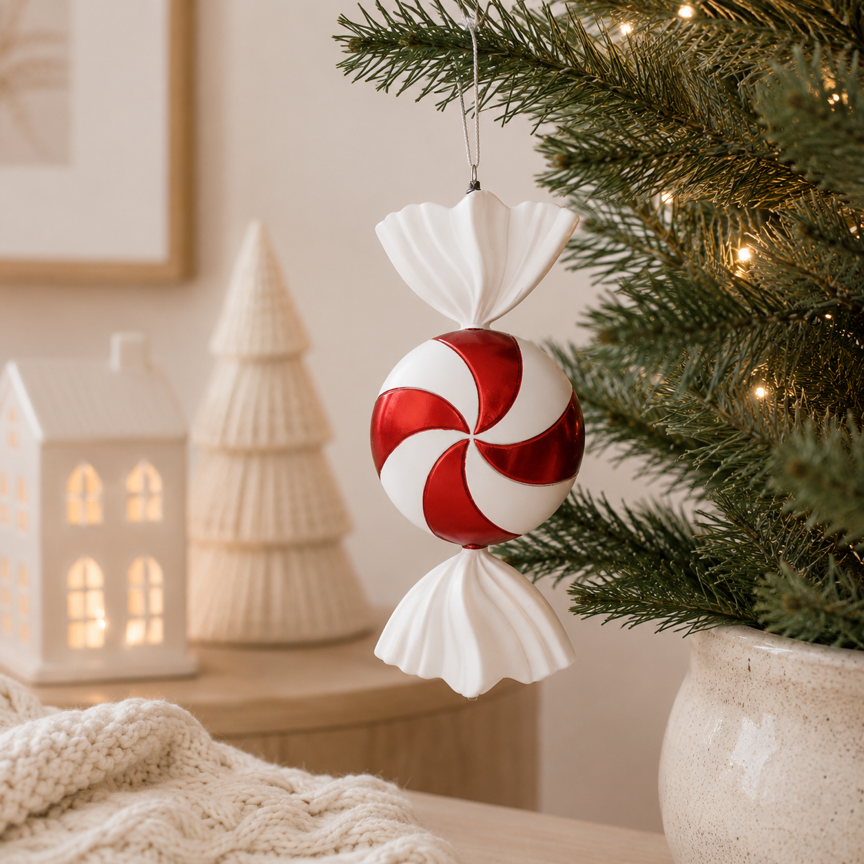 18.5" Acrylic Peppermint Candy Ornament - Red and White
