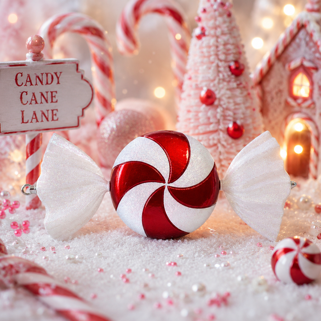 18.5" Acrylic Peppermint Candy Ornament - Red and White