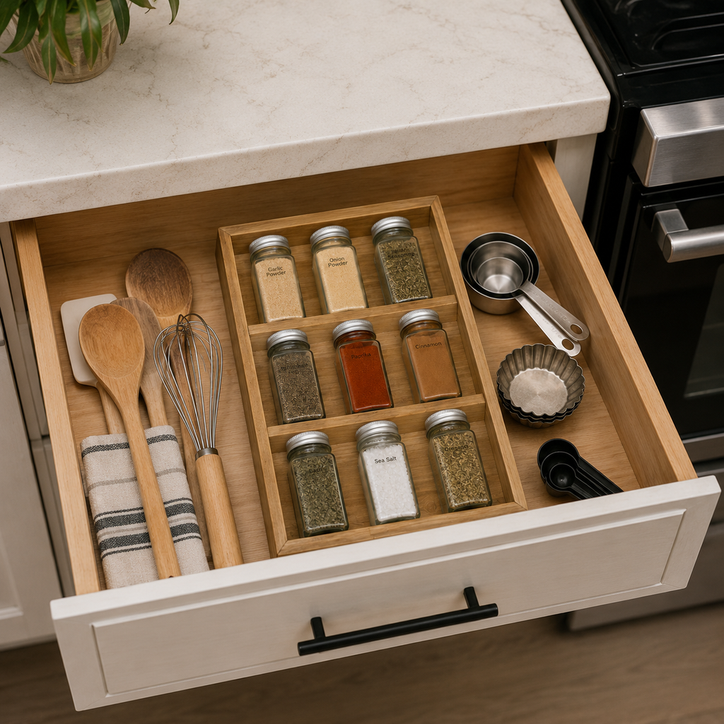 10" x 16" Wood Spice Rack Organizer - Natural