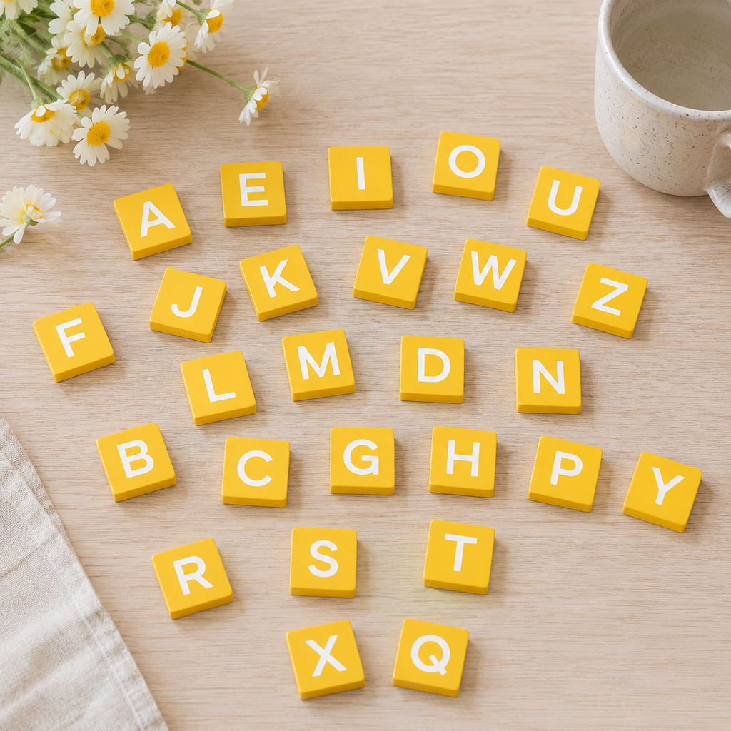Letterboard Letter Tile Set - Mustard Yellow & White (70 Pieces) | Letterboard Collection