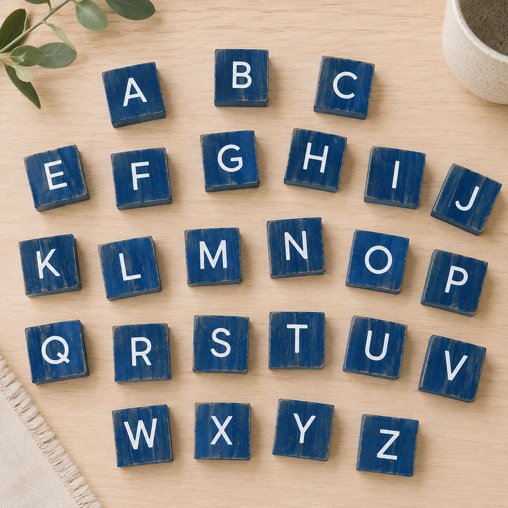 Letterboard Letter Tile Set - Denim Blue & White (70 Pieces) | Letterboard Collection