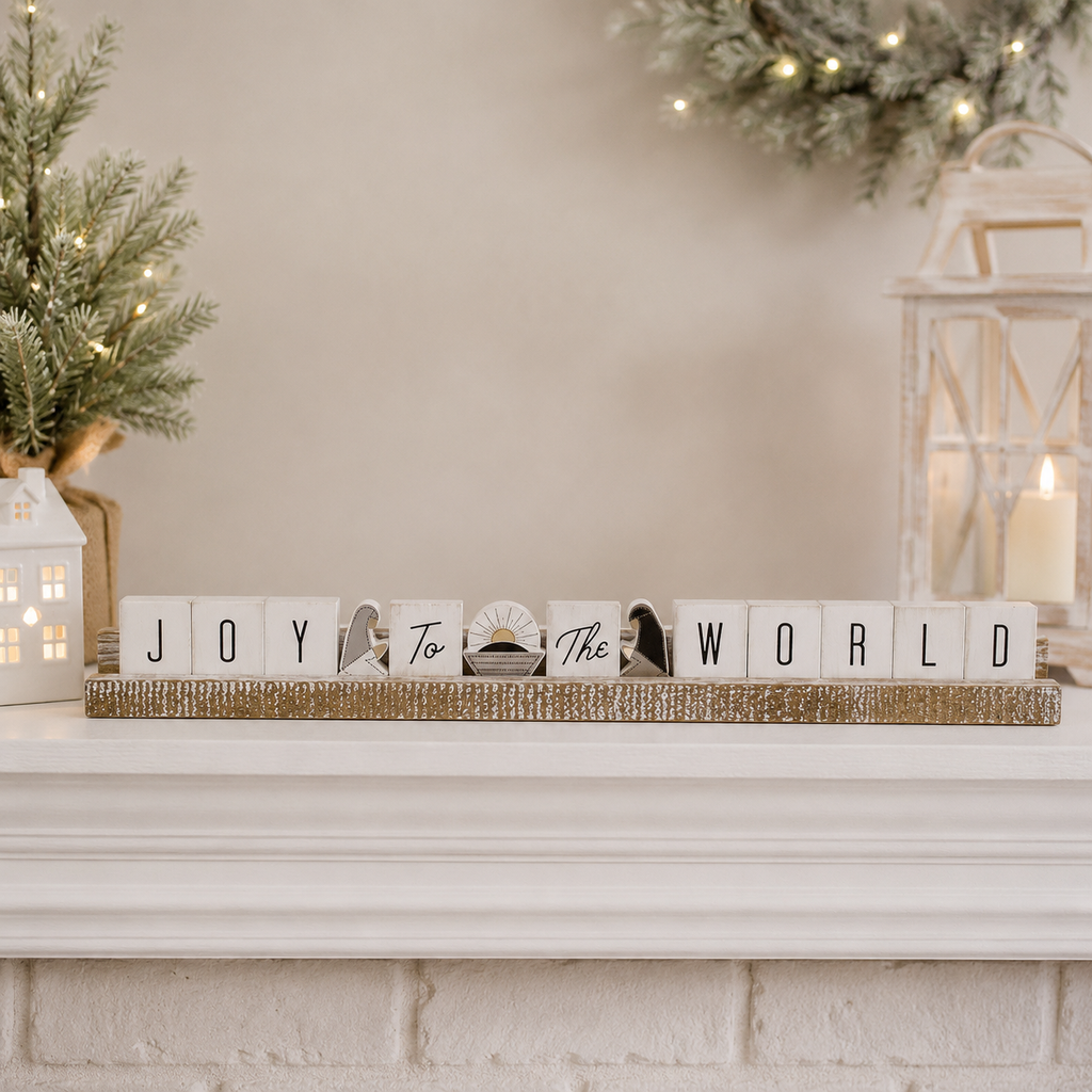20" Wood Ledge Kit - Joy To The World | White, Black and Gray